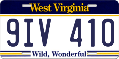 WV license plate 9IV410