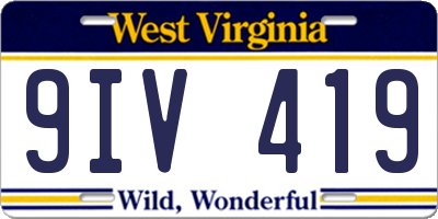WV license plate 9IV419