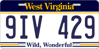 WV license plate 9IV429