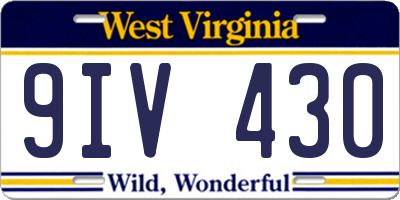 WV license plate 9IV430