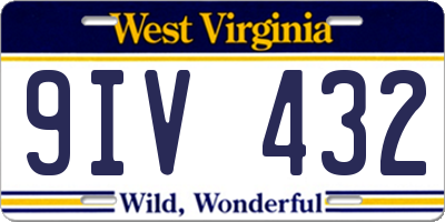 WV license plate 9IV432