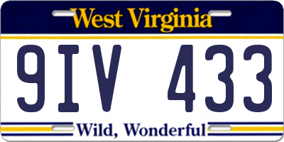 WV license plate 9IV433
