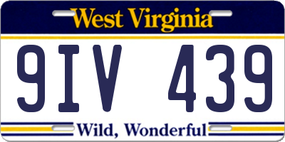 WV license plate 9IV439