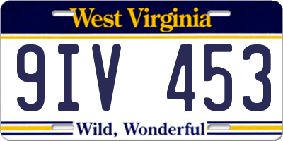 WV license plate 9IV453