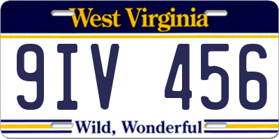 WV license plate 9IV456