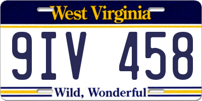WV license plate 9IV458