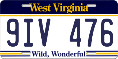 WV license plate 9IV476