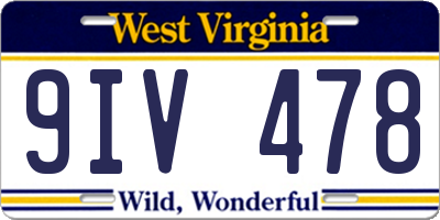 WV license plate 9IV478