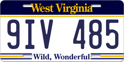 WV license plate 9IV485