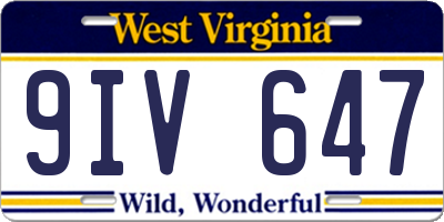 WV license plate 9IV647