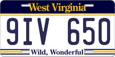 WV license plate 9IV650
