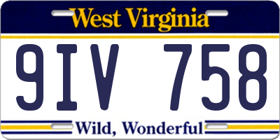 WV license plate 9IV758