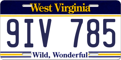 WV license plate 9IV785