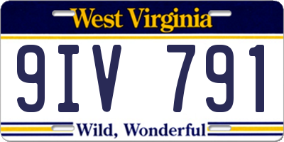 WV license plate 9IV791