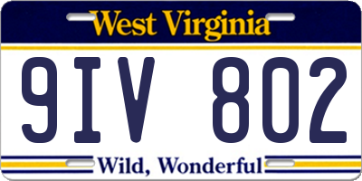 WV license plate 9IV802