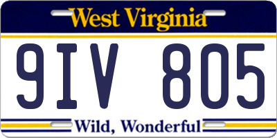 WV license plate 9IV805
