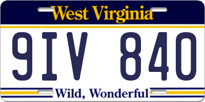 WV license plate 9IV840