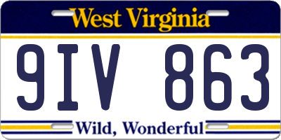 WV license plate 9IV863