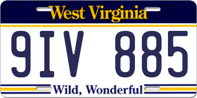 WV license plate 9IV885