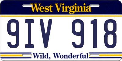 WV license plate 9IV918