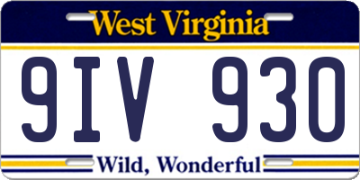 WV license plate 9IV930
