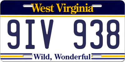 WV license plate 9IV938