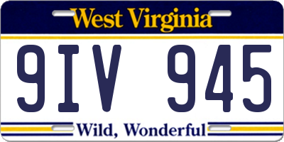 WV license plate 9IV945