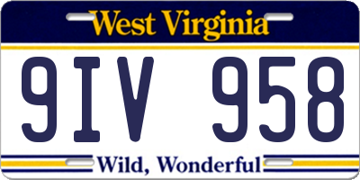 WV license plate 9IV958