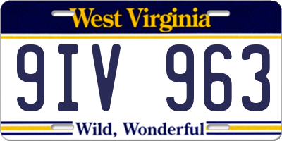 WV license plate 9IV963