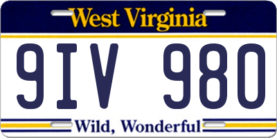 WV license plate 9IV980