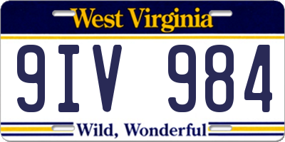 WV license plate 9IV984