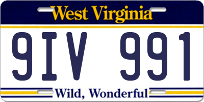 WV license plate 9IV991