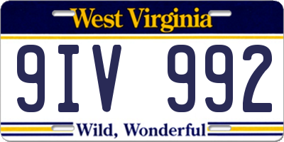 WV license plate 9IV992