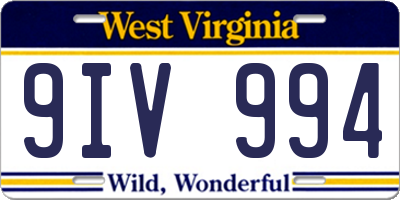 WV license plate 9IV994