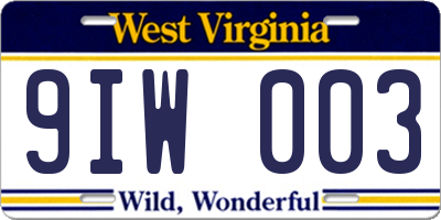 WV license plate 9IW003