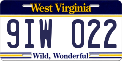WV license plate 9IW022