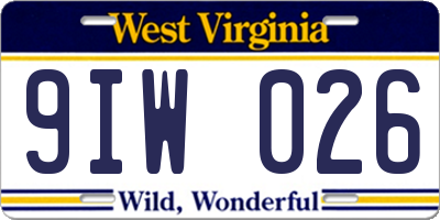 WV license plate 9IW026