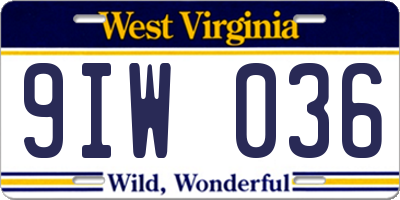 WV license plate 9IW036