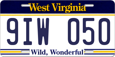 WV license plate 9IW050