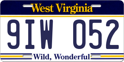 WV license plate 9IW052