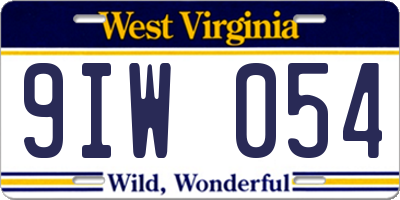 WV license plate 9IW054