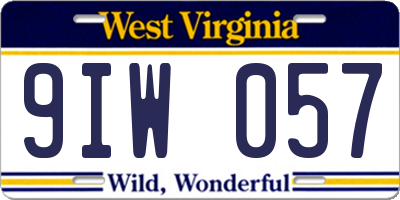 WV license plate 9IW057
