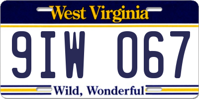 WV license plate 9IW067