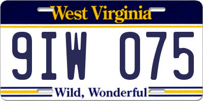 WV license plate 9IW075