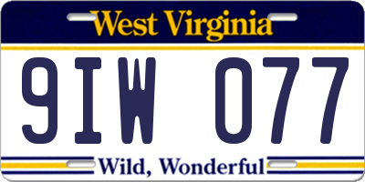 WV license plate 9IW077