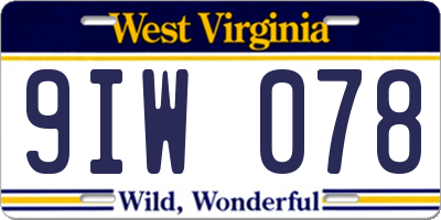 WV license plate 9IW078