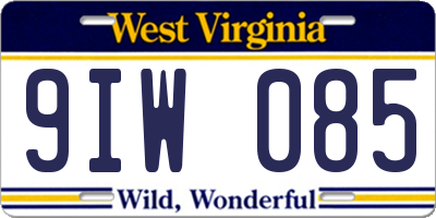 WV license plate 9IW085