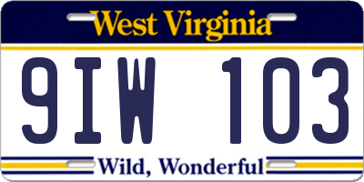 WV license plate 9IW103