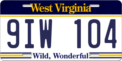 WV license plate 9IW104