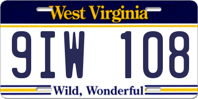 WV license plate 9IW108